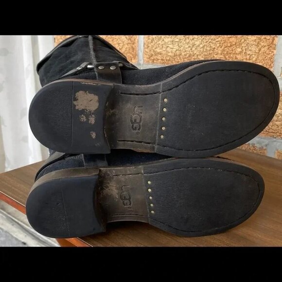 UGG WOMEN DREE BLACK LEATHER BOOTS Sz 7 - Picture 7 of 11